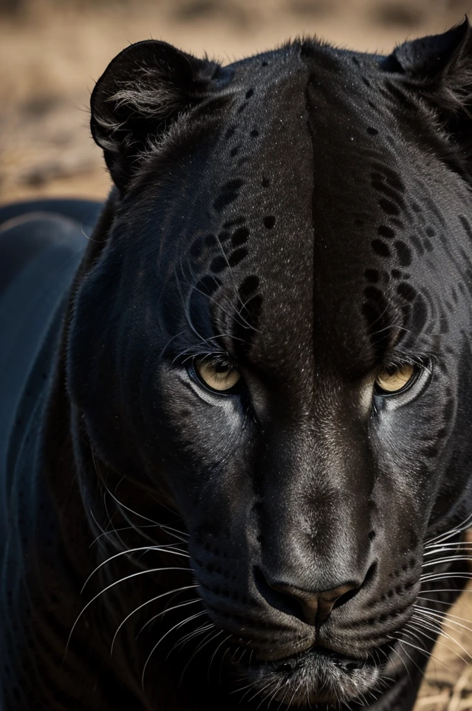 A black jaguar with the face of a woman 