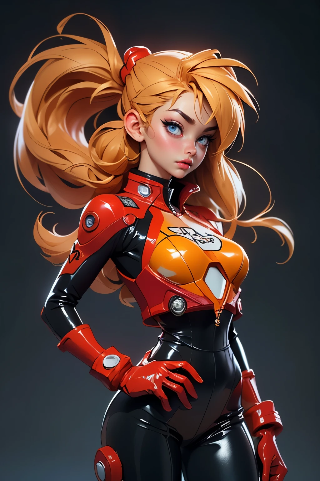 rear view, backside view,((The best quality, better resolution, Award-winning portrait, Official Art)), ((perfect masterpiece)), ((realist)) and ultra detailed photography of a nerdy cyberpunk souryuu asuka langley girl with gothic and post apocalyptic colors.. She has ((long blonde hair)), Carry a (Harajuku inspired cyberpunk tech top) and a (Harajuku inspired cyberpunk tech clothing bottom:1.2) , ((the most beautiful and sexy aesthetic)), sexy, Super huge tits hugely giant, Cleavage showing, hot,(souryuu asuka langley latex bodysuit:1.4),Detailed eyes, detailed hands,