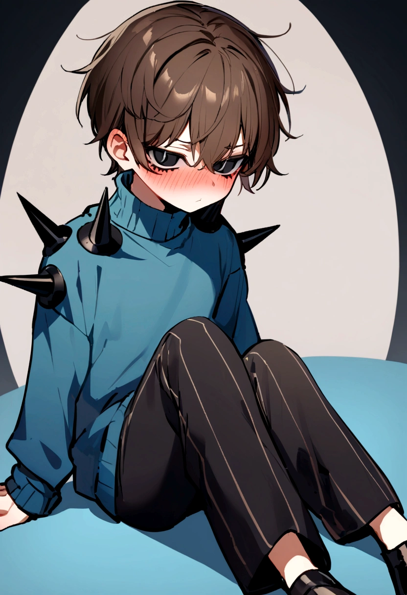 Kingdom hearts、((sky))、Arms behind back、Yellow glowing eyes、sweating、Black drip、（A young boy is restrained and has a large erection、Kneeling with the crotch open、Shota、Mouth gag、first round）、naked、Brown Hair、cute、Spiky hair、Are crying、Looks disgusting、（（A tight-fitting rubber suit、））Night cityscape、Back Alley、sexy、from the front、Erect penis
