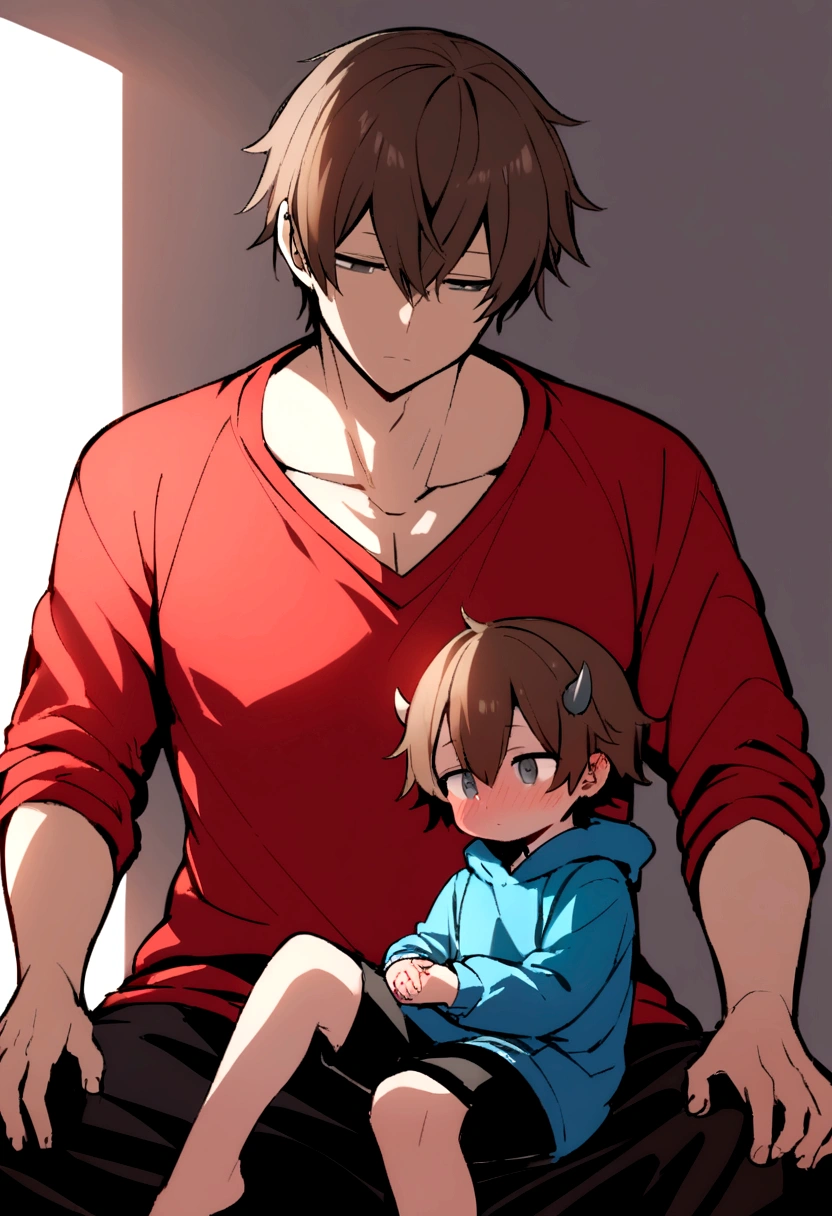 ((Father carrying on shoulders))、((Cool Father:1.3)),((muscle))、Upper Body、(tall)masterpiece, highest quality, Illustration of the novel, High resolution,A special day to express gratitude to one's father、Father's Day is approaching。Warm Father、Strict father、Let's all draw a superhero dad、Give a gift to your dad。Wishing all fathers around the world a Happy Father's Day