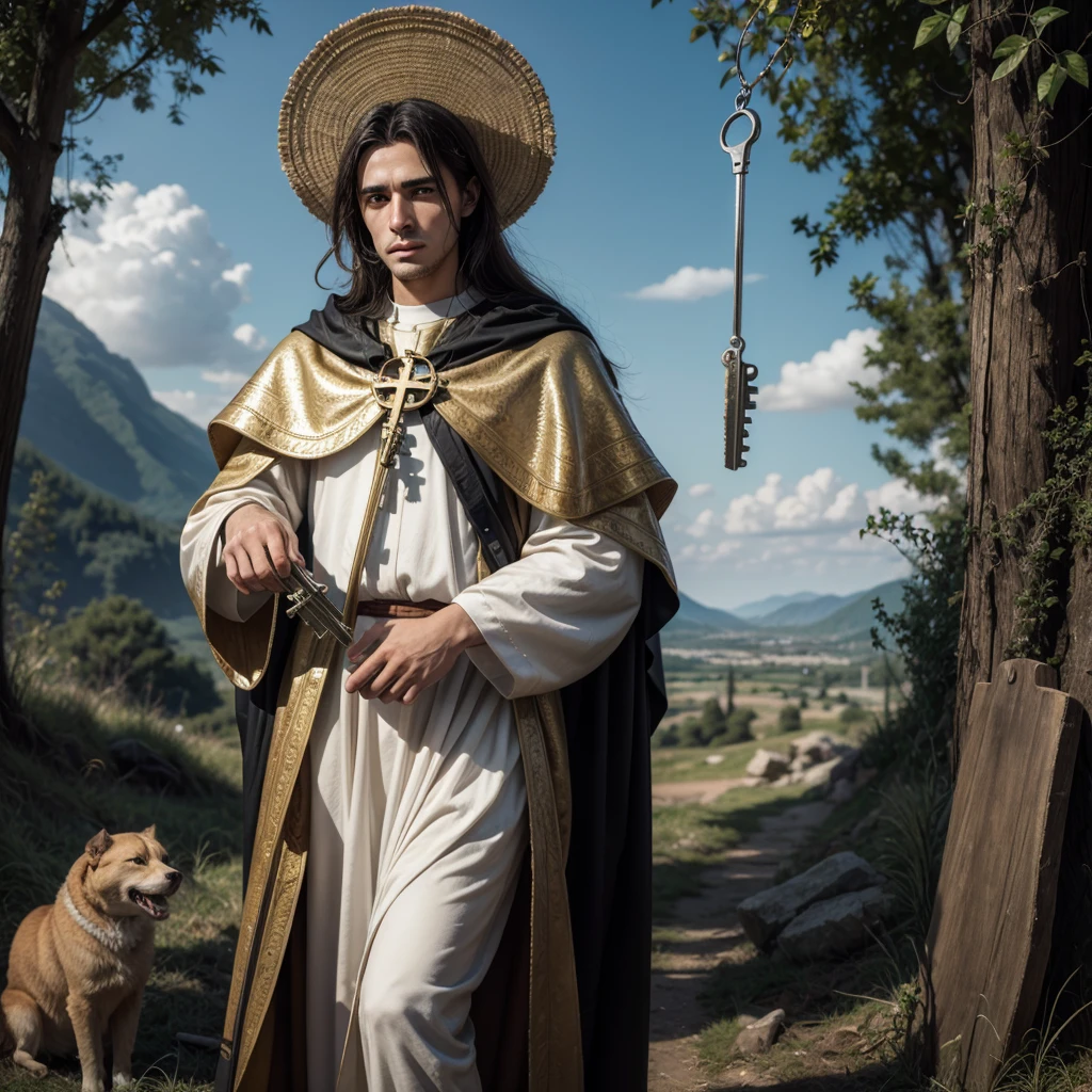Saint Humberto, patron saint of hunters, with keys