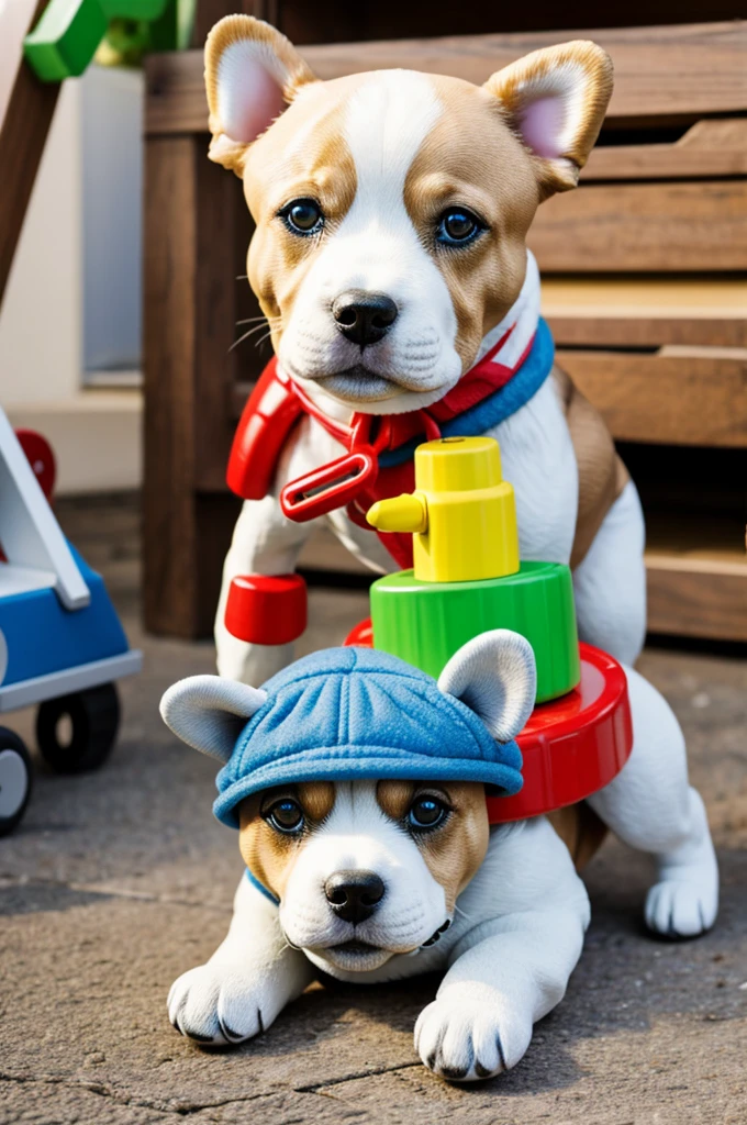 A toy dog made from recycled products 