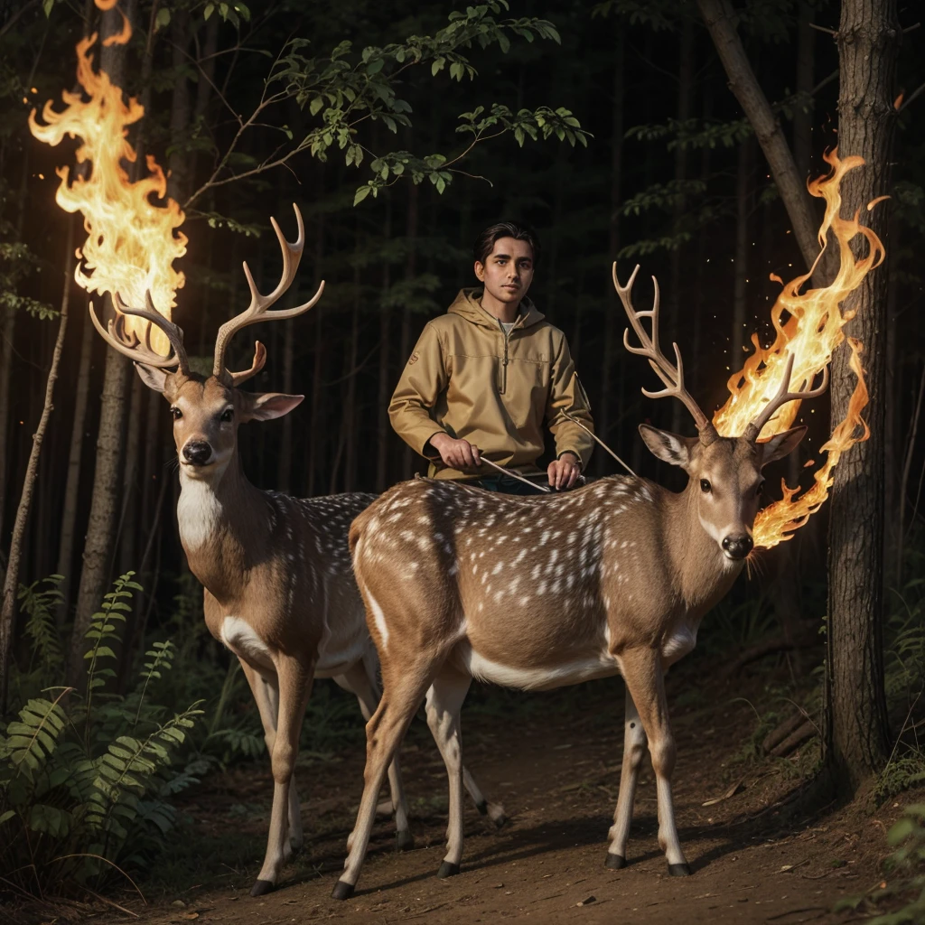 Saint Humberto, 1.200, patron saint of hunters, deer on fire