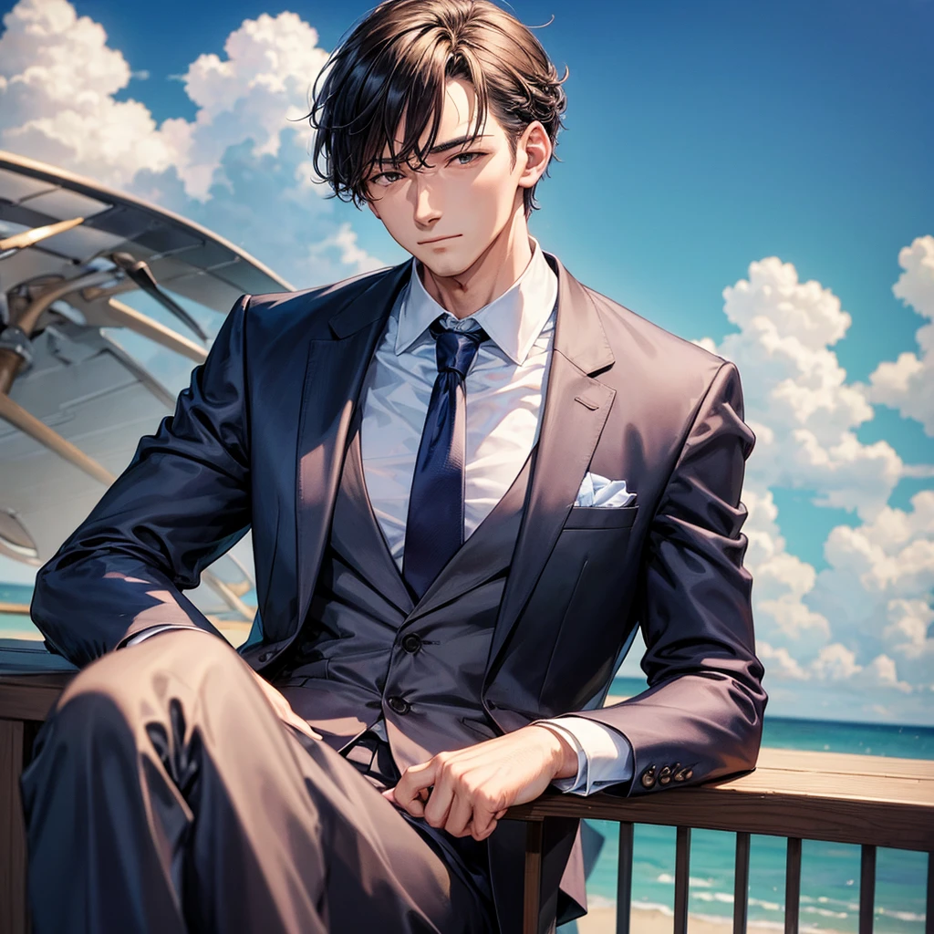 Man in suit relaxing in the wind