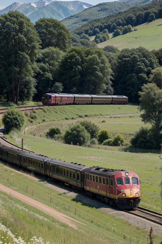 The train crosses the Meadow 