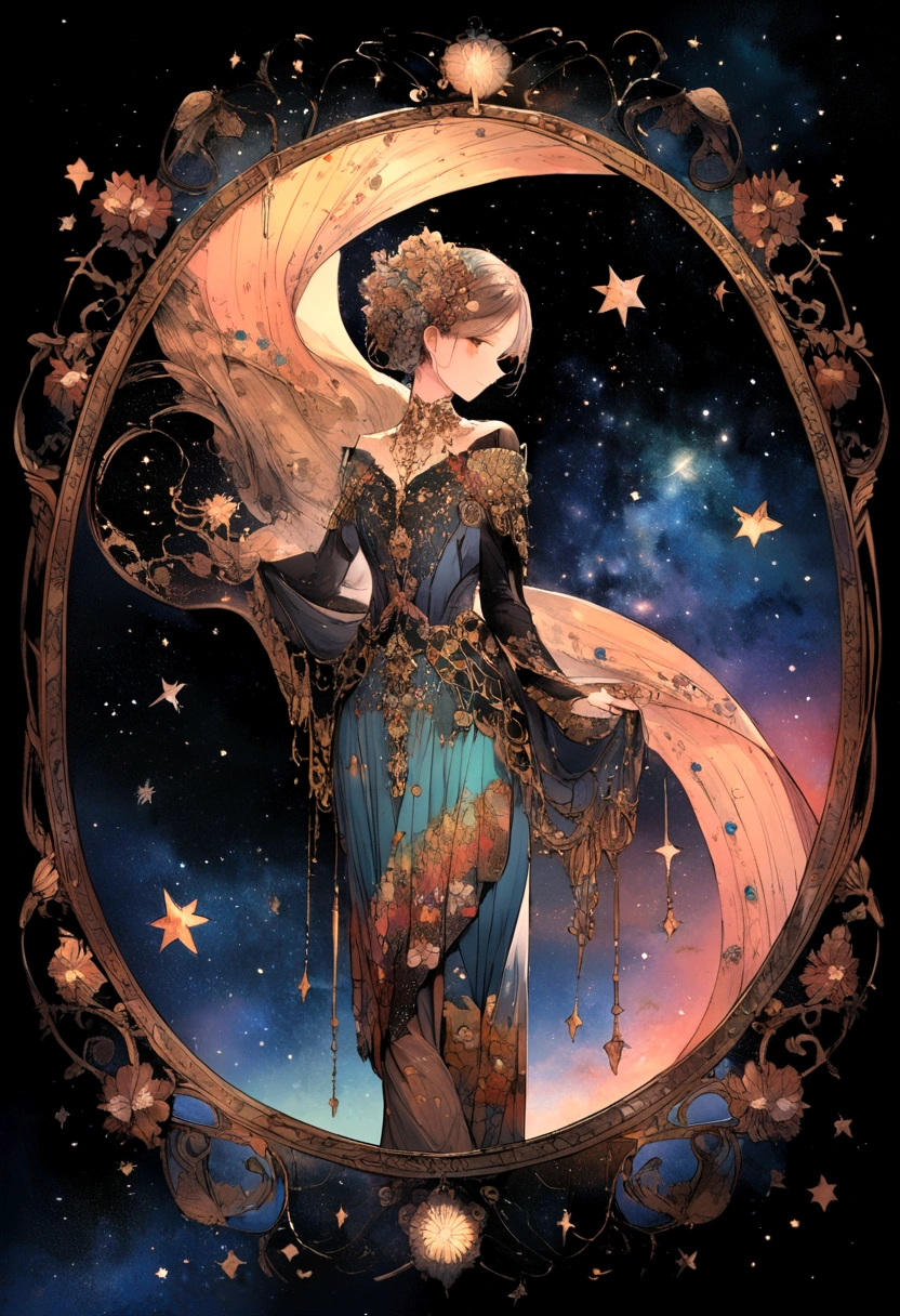 the same photo but with a background of galaxies and stars