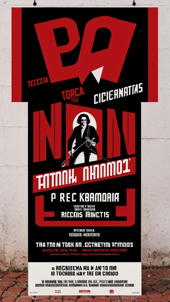 POSTER FOR A FILM ABOUT ROCK, Concert, CON TEMATICA ofL ALBUM "OCTOBER" of "PATRICIO REY Y SUS REDONDITOS of RICOTA", black background, Red and white colors