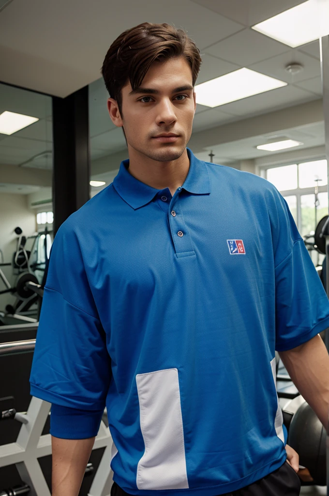 Generate oversized polo shirts for the gym with unique designs for men