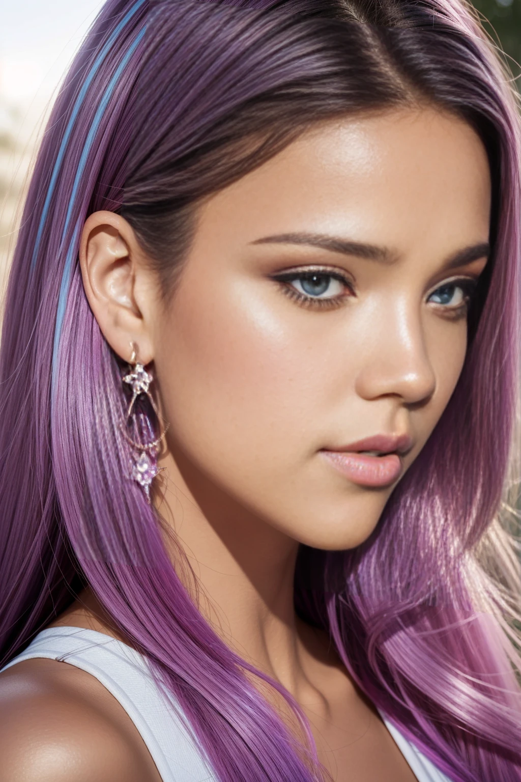 Beautiful voluminous bright pink and purple gradient
decorated with sparkling diamonds, solfeggio treble clef, the inscription "Trance 2024 Relax Music V.8" is in clear focus and well lit, and a beautiful realistic girl with makeup is depicted on the side, the girl's hair is gradient blue and white, the girl looks like Jessica Alba in headphones with gold earrings.and on the headphones there is a three-dimensional inscription text "Trance 2024",expressive eyes, Provence, atmospheric lighting, ultra-realistic photography, ultra-detailed skin, highly detailed texture, soft light, saturation, contrast (masterpiece), ultra full HD 4K, Clear focus, noise reduction ,