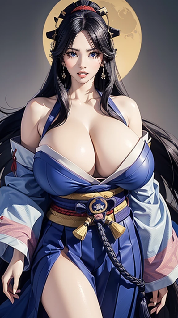 (female Samurai:1.2), (Gigantic breasts:1.4), (Huge breasts:1.4), (Large breasts:1.4), (Big breasts:1.4), (Masterpiece:1.2), (Samurai warrior:1.1), (Sensual:1.3), (Full body shot:1.0), (Hakama:1.1), (Sword in hand:1.0), (Realistic texture:1.4), (High resolution:1.3), (Detailed facial features:1.2),giga_busty