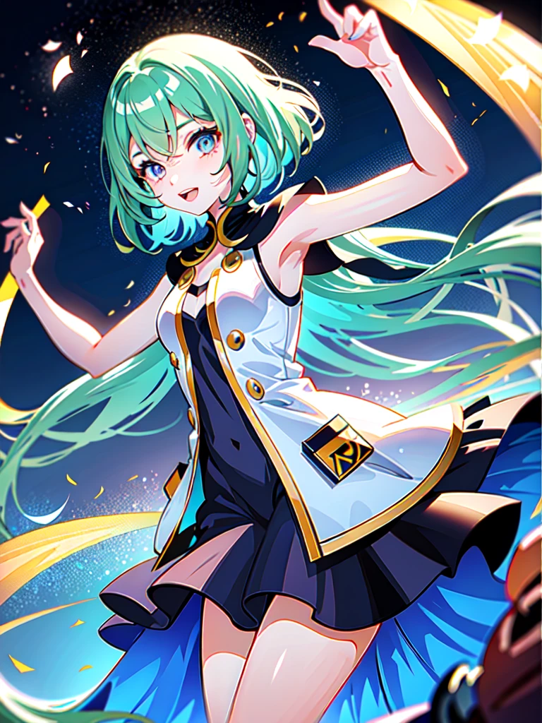 A girl with long hair light eyes Cheerful cool and cute girl
