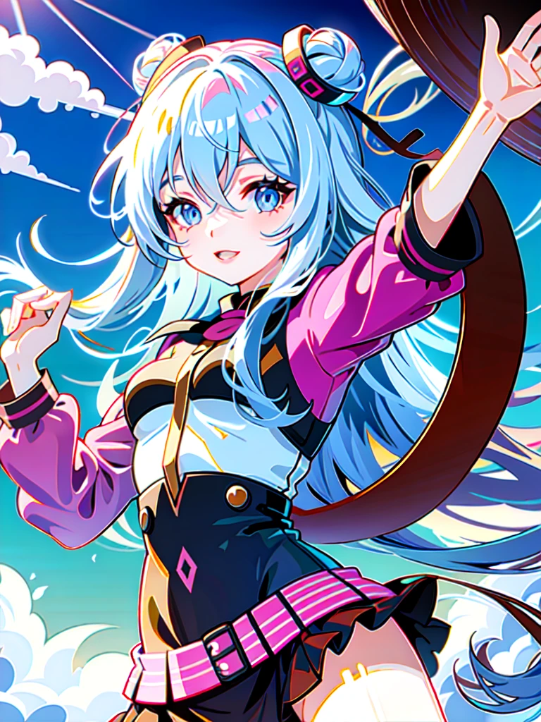 A girl with long hair light eyes Cheerful cool and cute girl