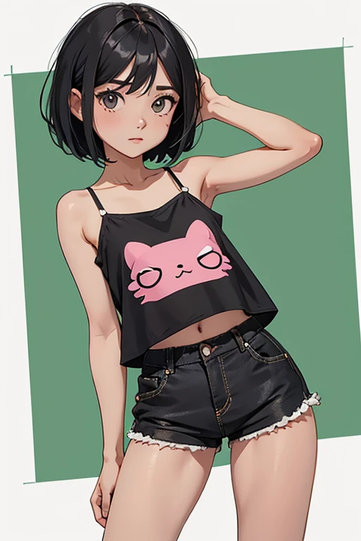Black Bob Shorts camisole Lori Chibi View from the front