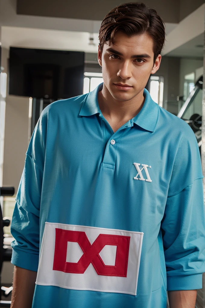 Generate oversized polo shirts for the gym with unique letter designs (men)