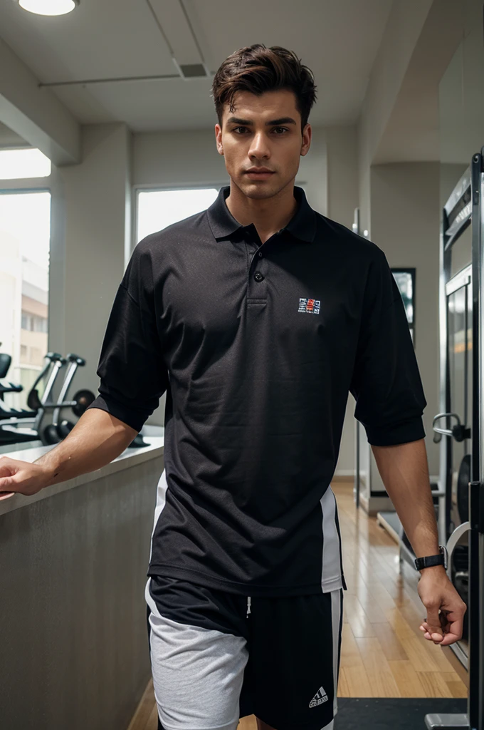 Generate oversized polo shirts for the gym with designs with the word srroin  (men)