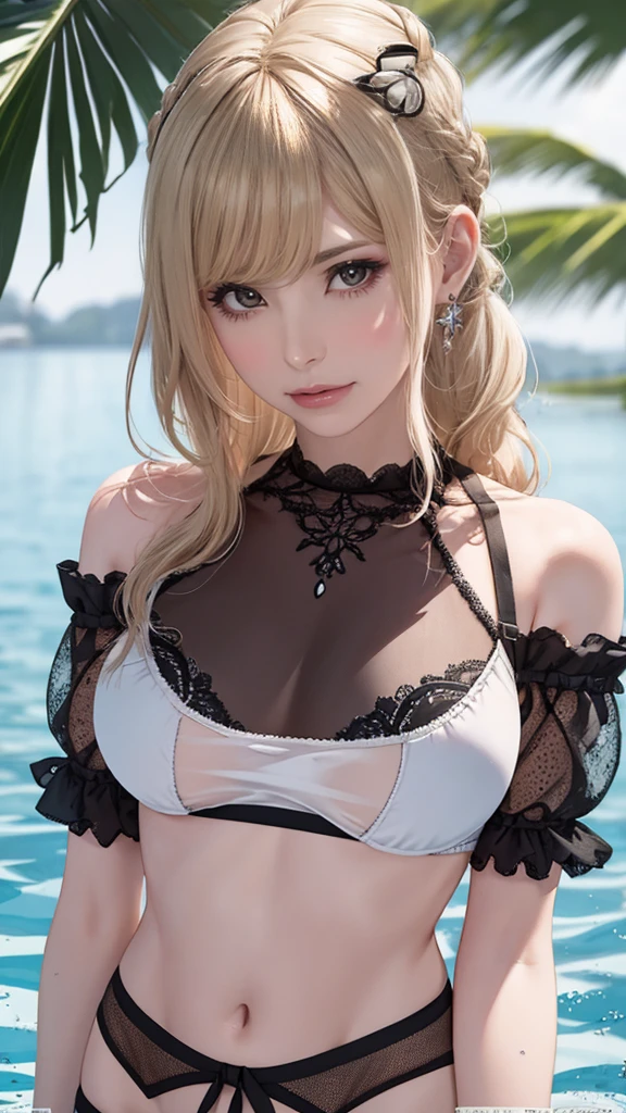 (fellatio gesture),(floating in water),(soaked),baggy t-shirt,(see through),lace swimsuit,(Thin type:1.5),(large breasts),(random hairstyle:1.2),(Highest image quality, (8K), Ultra-realistic, Best Quality, High quality, High Definition, high quality texture, high detailing, Beautiful detailed, fine detailed, extremely details CG, Detailed texture, realistic representation of face, masterpiece, presence)