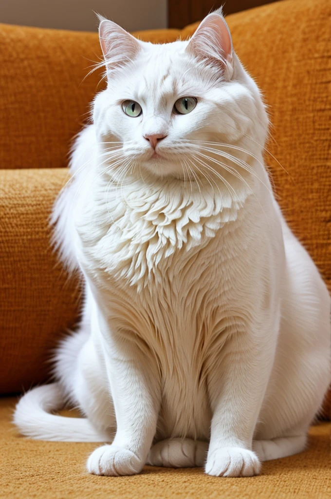 White cat with orange furry