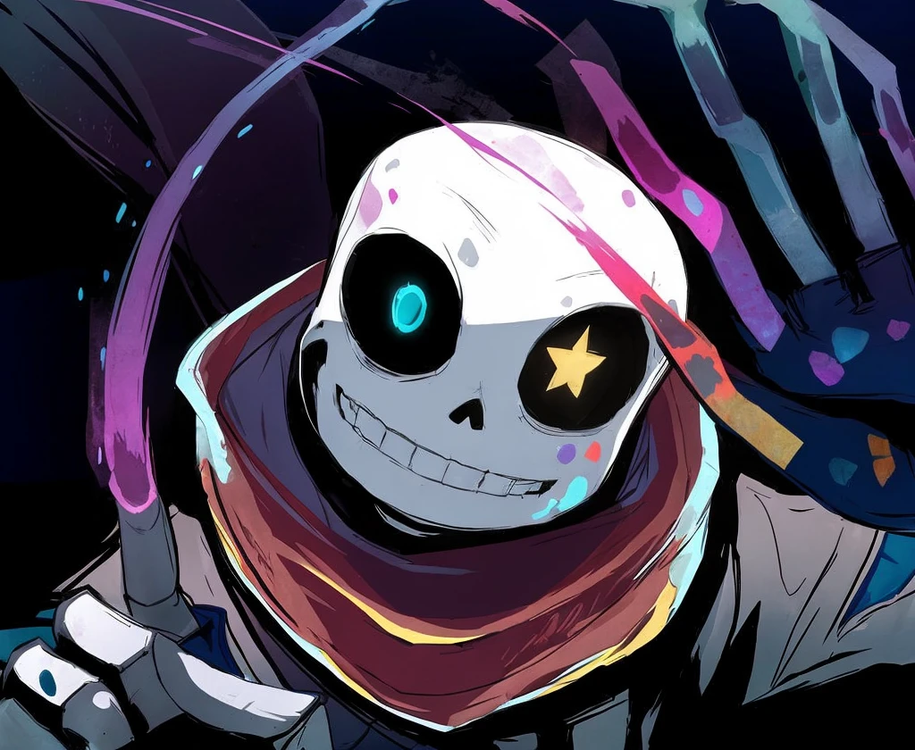 Sans skeleton, undertale, ink sans, horror sans, sans, Broken skull, bleeding skull,