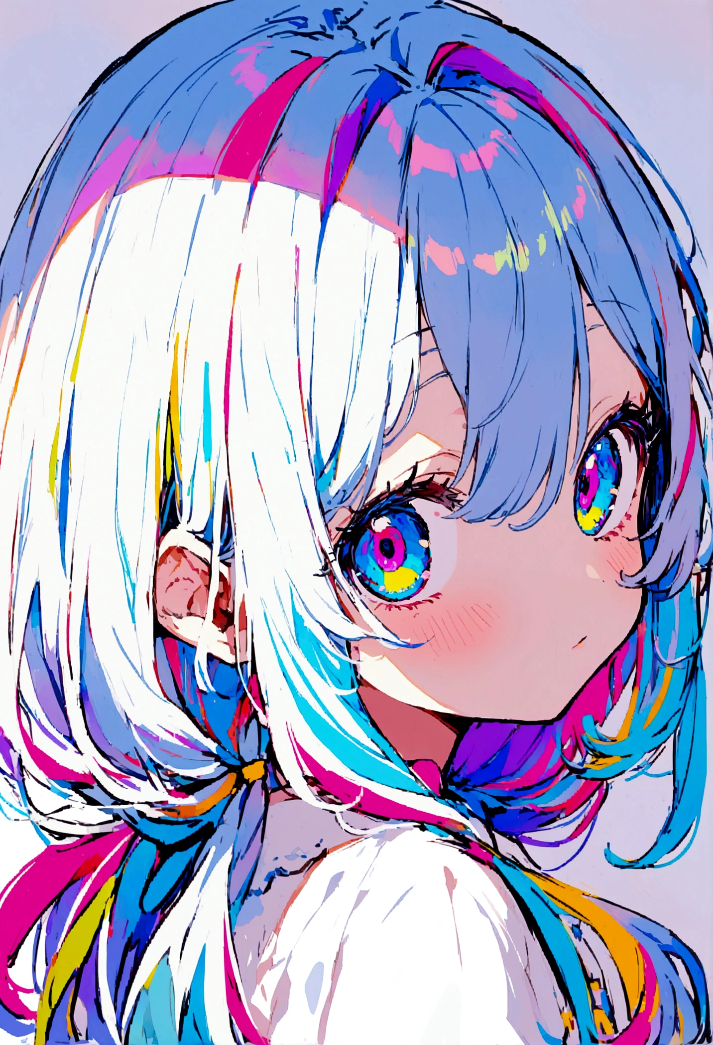 1girl, hastune miku, cute, colorful, lovely, close face, face at viewer, open eyes, highres, cyan hair, colorful eyes, side view, eyes at camera, cute, young, long hair, seductive