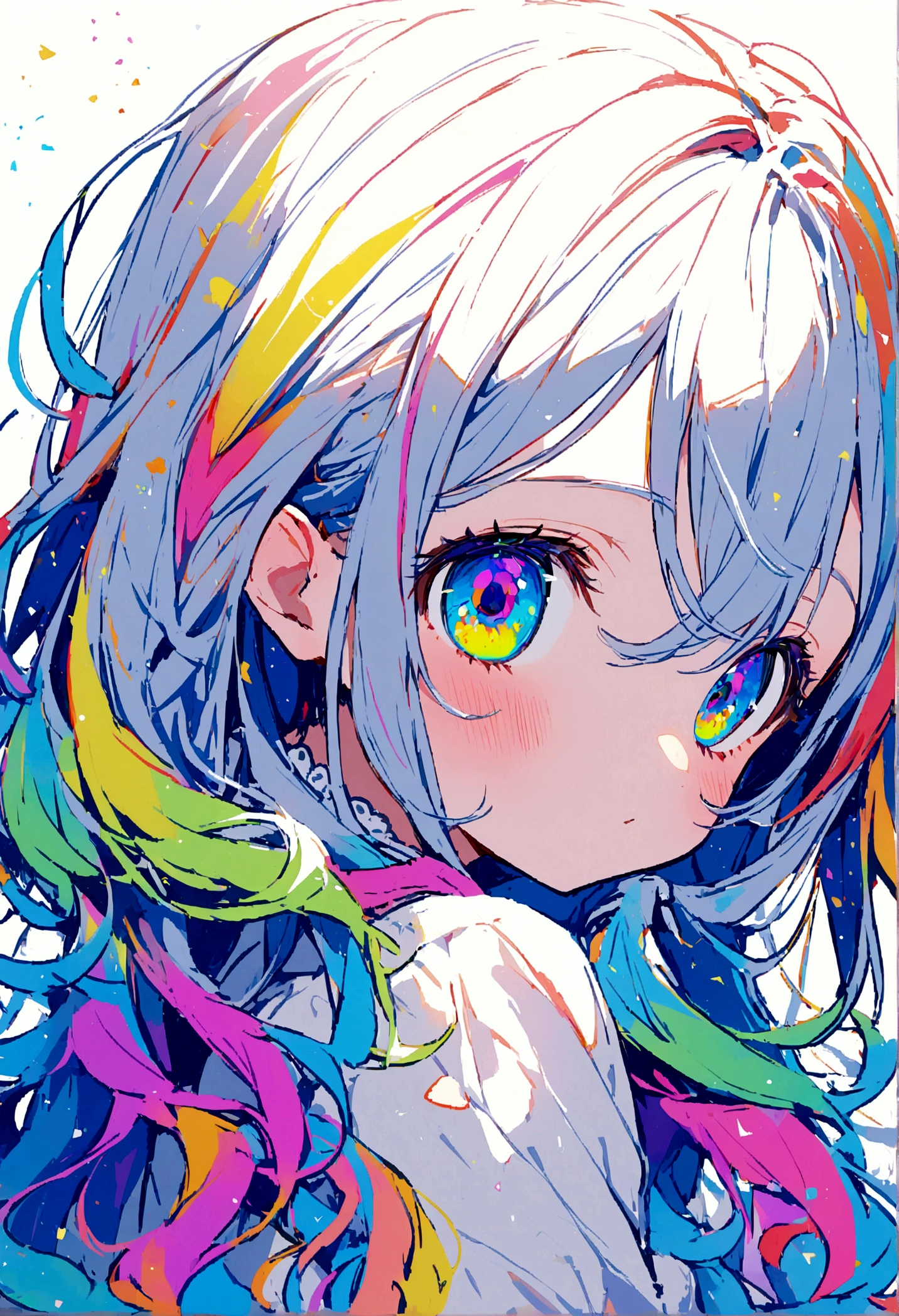 1girl, hastune miku, cute, colorful, lovely, close face, face at viewer, open eyes, highres, cyan hair, colorful eyes, side view, eyes at camera, cute, young, long hair, seductive
