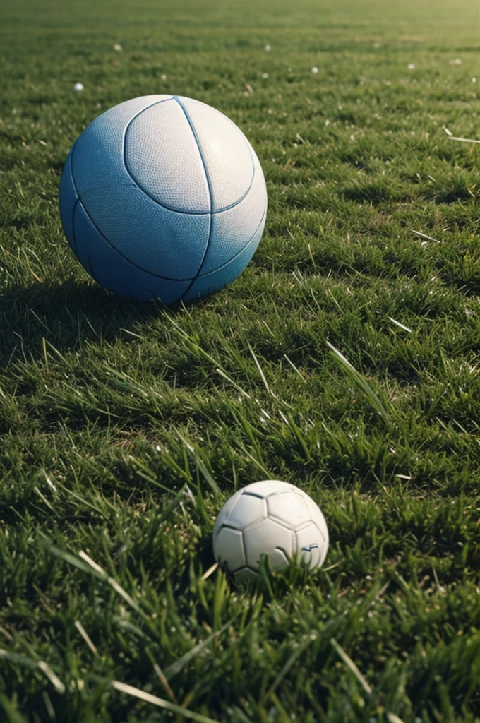A punctured ball held by two hands with a landscape of grass in the background while a few drops of tears fall on the ball