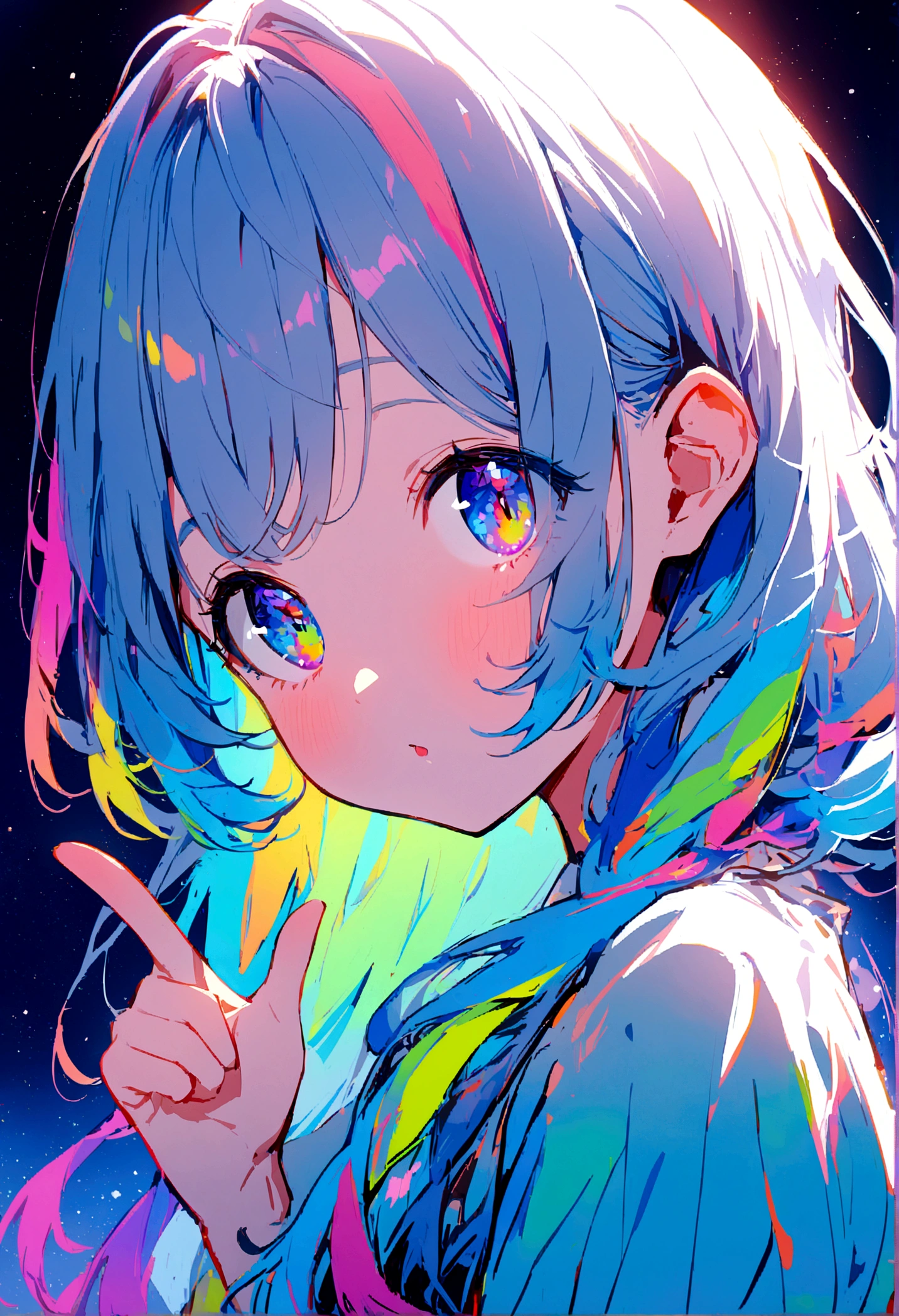 1girl, hastune miku, cute, colorful, lovely, close face, face at viewer, open eyes, highres, cyan hair color, colorful galaxy eyes, side view, eyes at camera, cute, young, long hair, seductive, face pointing up