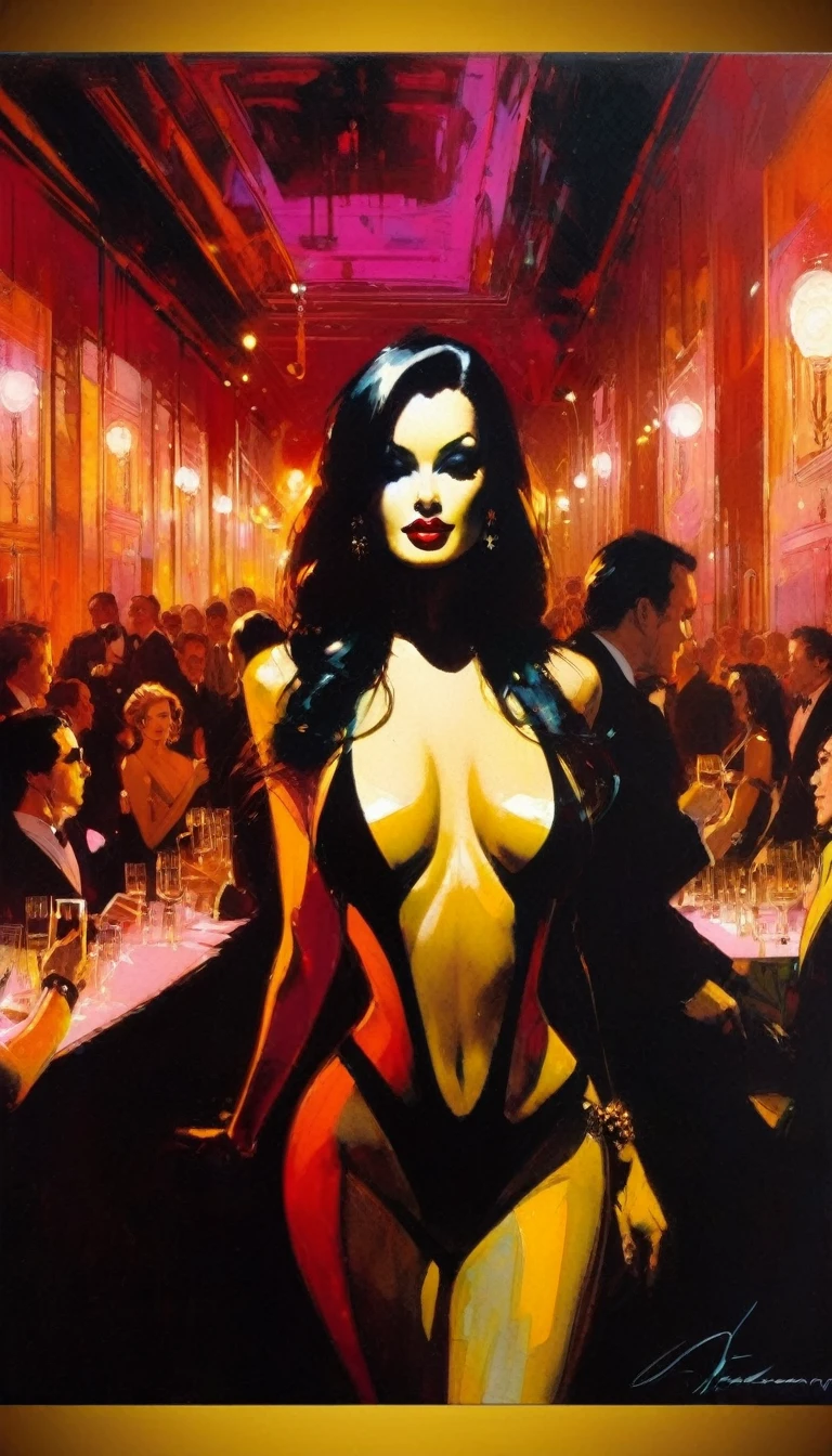 the club, luxury, sexy (art inspired in Bill Sienkiewicz). oil painting)