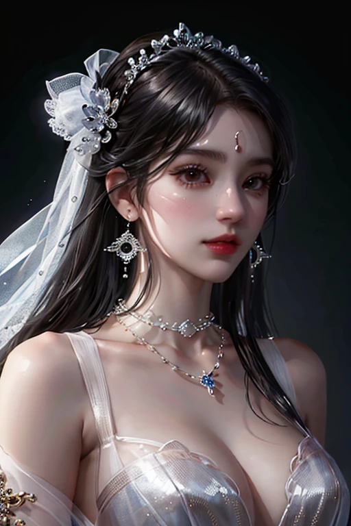 best quality, artwork, high resolution, 1 girl, transparent silk china dress, pretty face, hair ornament, looking at viewer, smile, closed mouth, lips, dress, hair ornament, necklace, jewelry, long hair, earrings, pretty face,over_body,tyndall effect,photorealistic,dark studio,rim lighting,two tone lighting,(highly detailed skin:1.2),8K uhd,dslr,soft lighting,high quality,volumetric lighting,candid,Photography,high resolution , 4K, 8K, bokeh