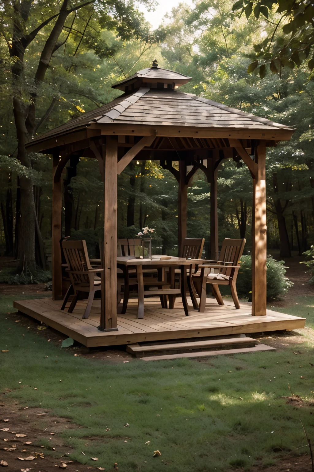 create a square gazebo, In the woods