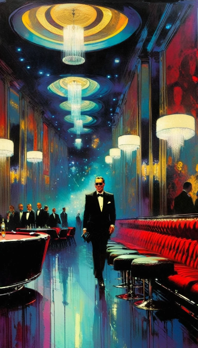 the club, luxury (art inspired in Bill Sienkiewicz). oil painting)