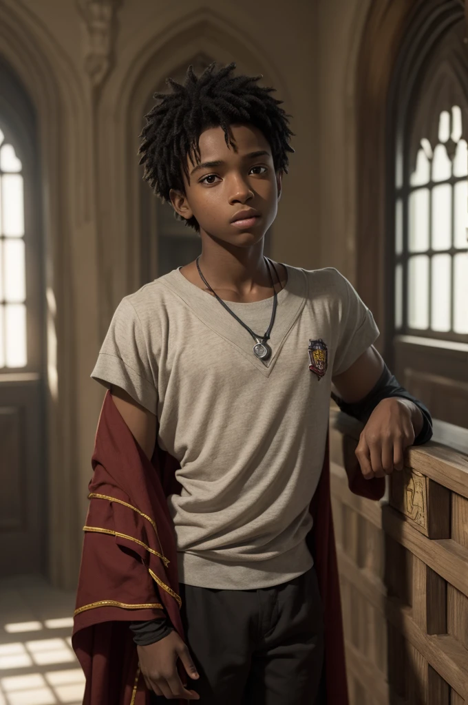 Creating a boy on the hospital gurney named Diego, young black man, the broken arm of the Gryffindor house in the Harry Potter universe