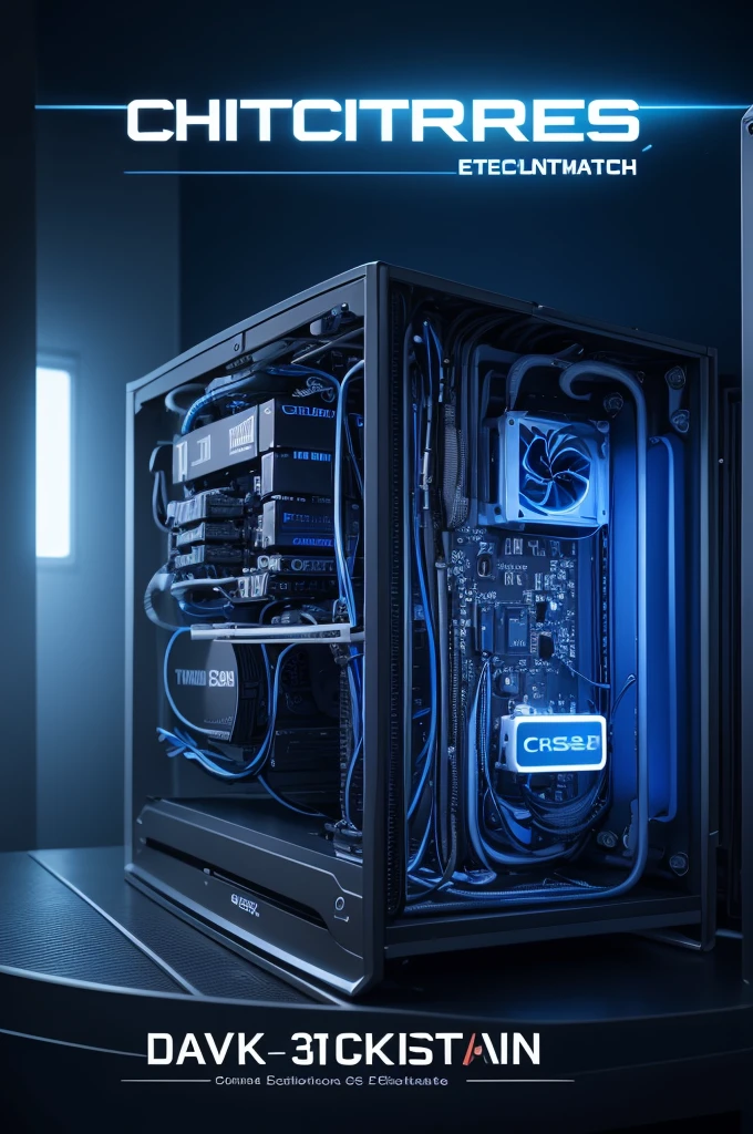 Create a YouTube channel cover with the name cs electrotech channel with a background image of a 3D computer board in dark blue within YouTube specifications for channel cover size