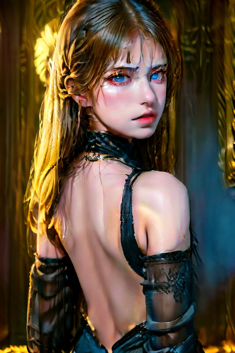 ((best quality)), ((masterpiece)), (detailed), 1girl, Colleague, Blonde hair tied back, Blue eyes, Pearl necklace, Office, Boss, Very Large Breast, Very Large Butt, Sexy, Black Bra, Black Underwear 