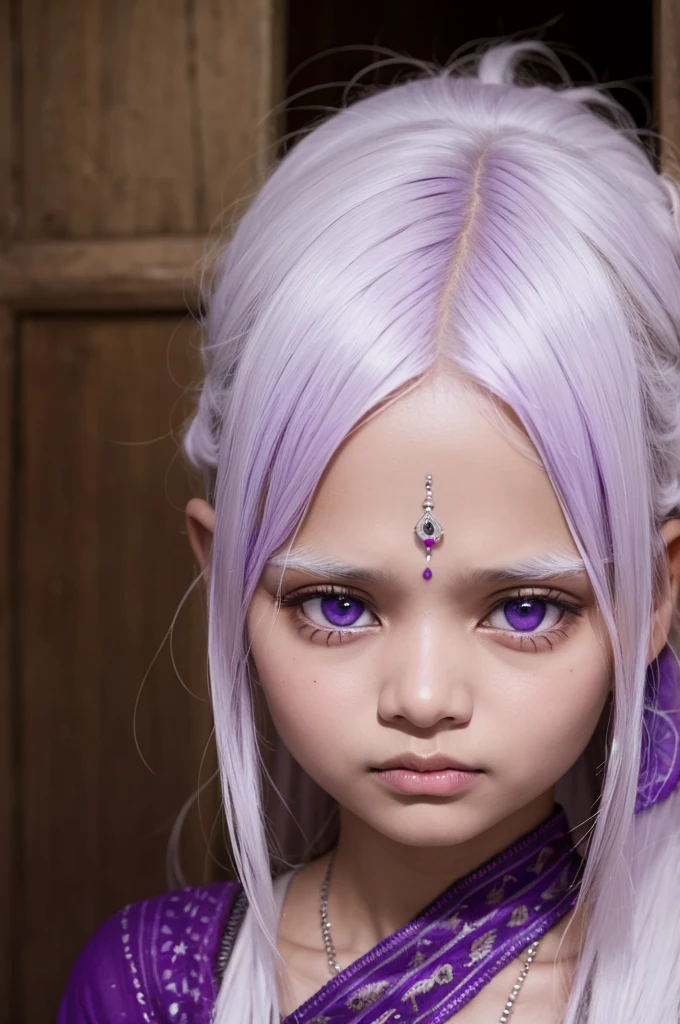 An albino Indian woman with purple eyes