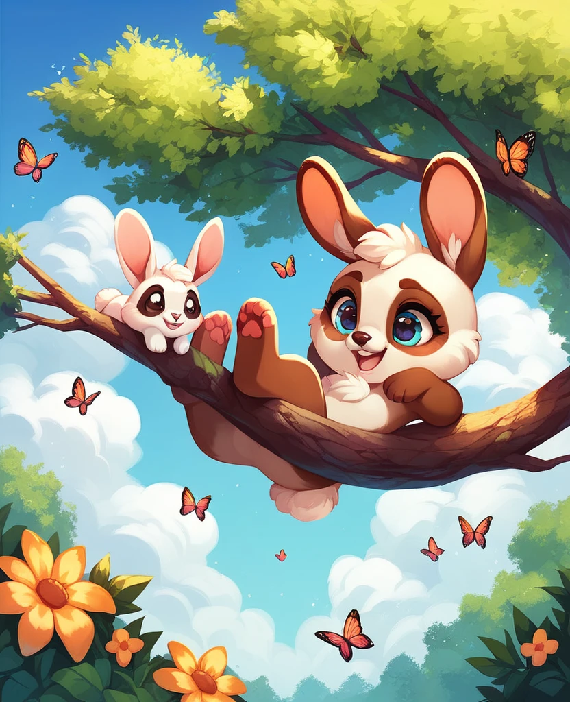 Cute nature scenery, no people, clouds rainbow. pandas,kittens,bunnies,trees,erflies