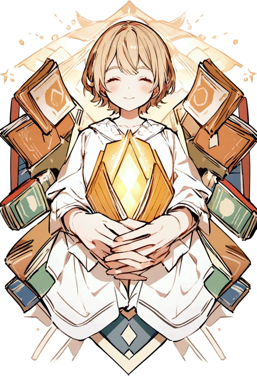 logo of books and white sheets and symmetrical hands