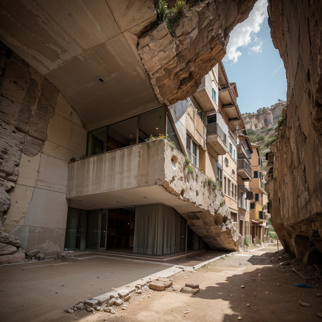 anciant rome forum building build in the rocks on the mountain with modern architecture details 
