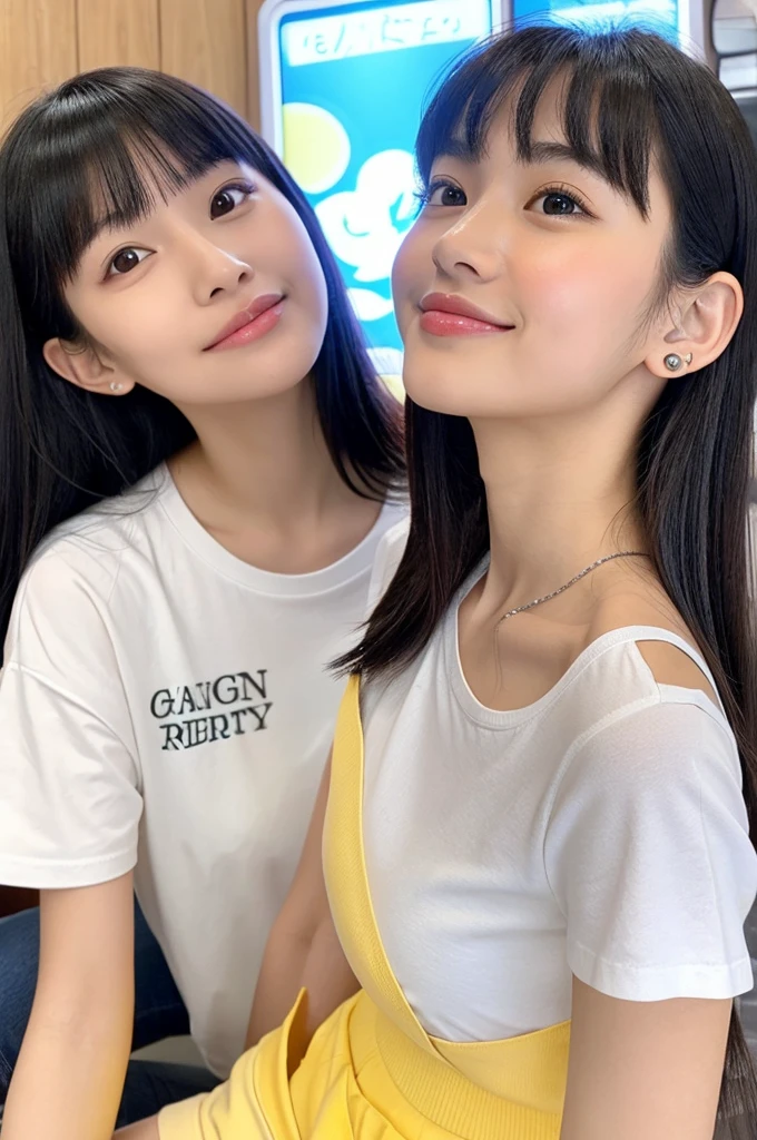 ((pussy)),crit,パンツを脱いでおまんこアップ、Game center, professional gamer, ((full body)), ((photo)), ((best qualtiy, 8K, tmasterpiece: 1.3)), Focus: 1.2, perfect figure beautiful girl: 1.4, 1girl, cowboy shot, look at viewer, eyes facing the camera, incredibly absurd, beautiful and cute girl with a photorealistic face, showcasing top-quality craftsmanship, A Japanese girl playing games at an arcade, 17 years old, with a bob cut, silky black hair, bangs cut at an angle to reveal her right eye, large eyes, a soft smile, tanned skin, thin and well-formed eyebrows, straight nose with a rounded tip, thin lips but a healthy, natural pink colour, small ears with pierced ears, a slender neck with a sharp jawline, a small face with well-formed facial features, fair, fine, translucent skin, long eyelashes that make the eye makeup stand out, eyes that are powerful but also kind, Well-aligned, white teeth, healthy, shiny skin and hair, friendly expression, , slender, well-balanced proportions, good posture, beautiful C-cup breasts, white character T-shirt, blue denim jacket, yellow shorts, white sneakers, silver earrings, tote bag with game character illustration printed on it, beautiful girl, moe, devilish type, sociable and easy to talk to, values ​​teamwork, curious and adventurous, has a sense of humor, July