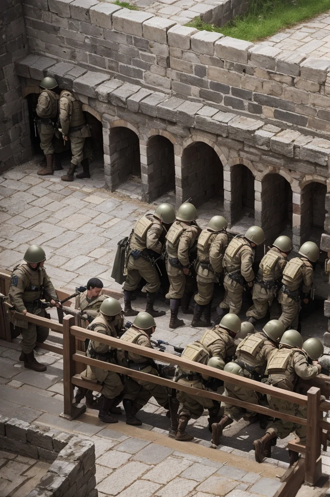 Castle Men soldiers Imprisoning a man