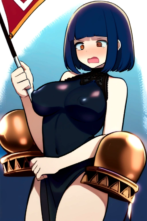 girl, For the, blue, tits, big ones, the flag, nervous, Clothes, black, Short, brazier