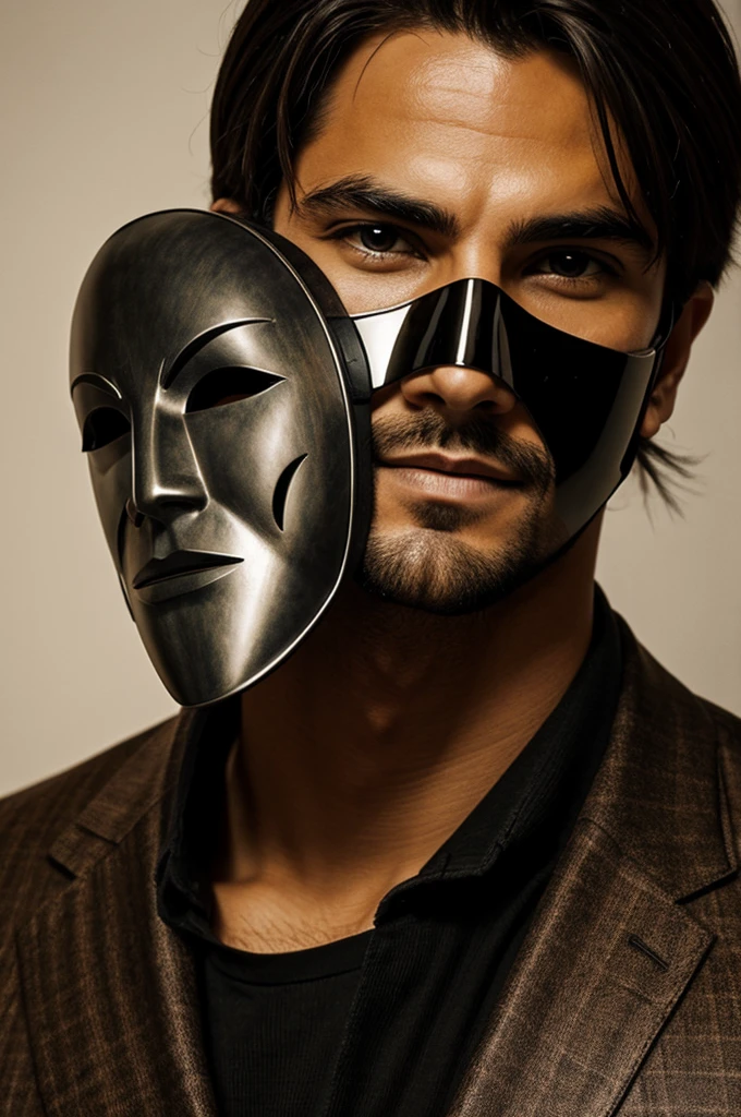 The mask&#39;s character in an elegant white suit 