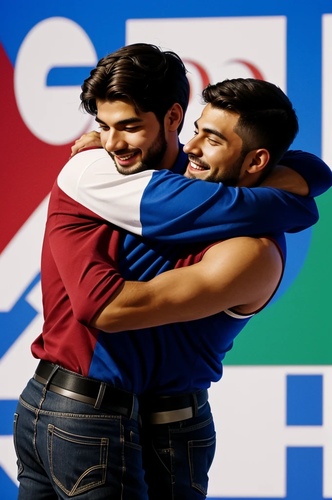 Create 2 men hugging but one of them has, instead of a head, the Google logo