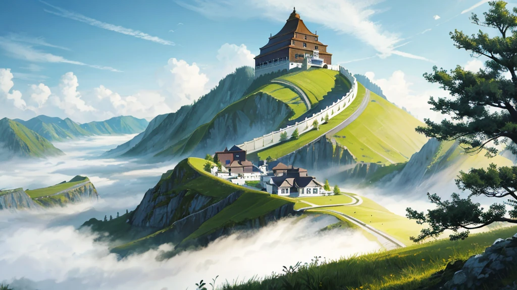 RAW photos of landscapes,The most exquisite details,Realistically,Fog atmosphere,China、spring、landscape、Sky(Implications:1.0)、landscape写意、Realistic lighting、High Definition Details、masterpiece、best quality,(Highly detailed CG Unity 8k wallpaper),Composition,美学Composition。spring色彩,Illustration poster。