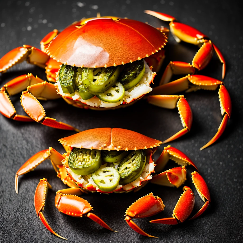 The  of a crab and a pickle