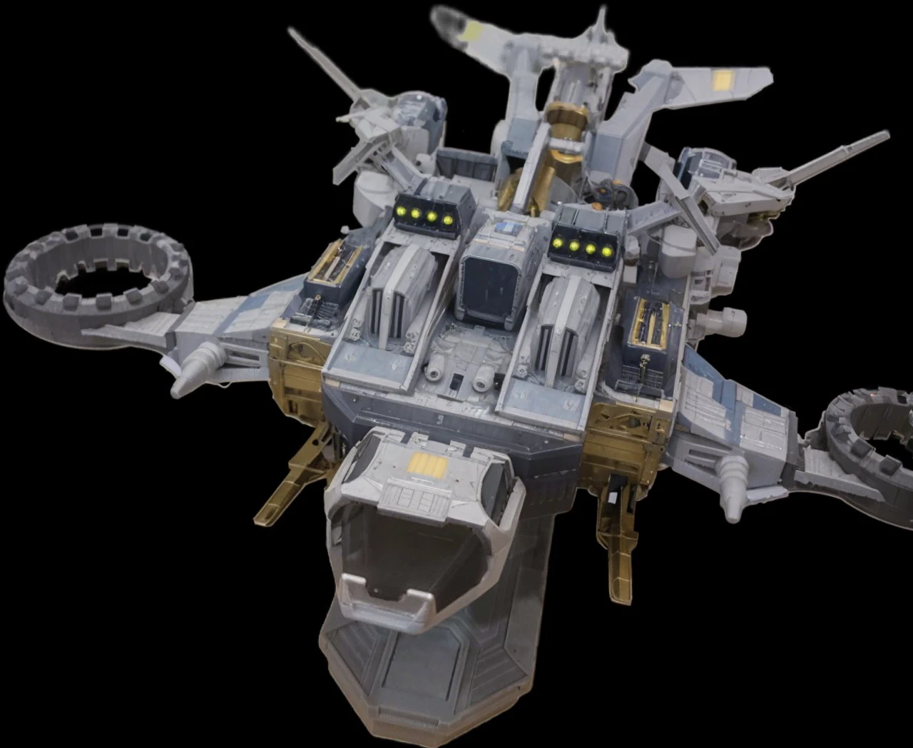Edit this spaceship to make it look more realistic and put it on a starry sky background