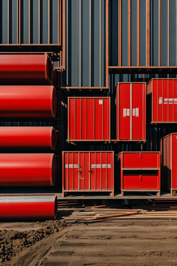 Logos of construction materials and steel that are red in color