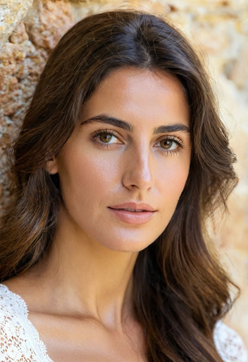 portrait ofRoberta Gemma, italian woman, 30 years old, face highly detailed, natural skin, light make-up.