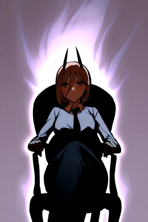 Anime girl sitting on a chair with an aura of superiority 