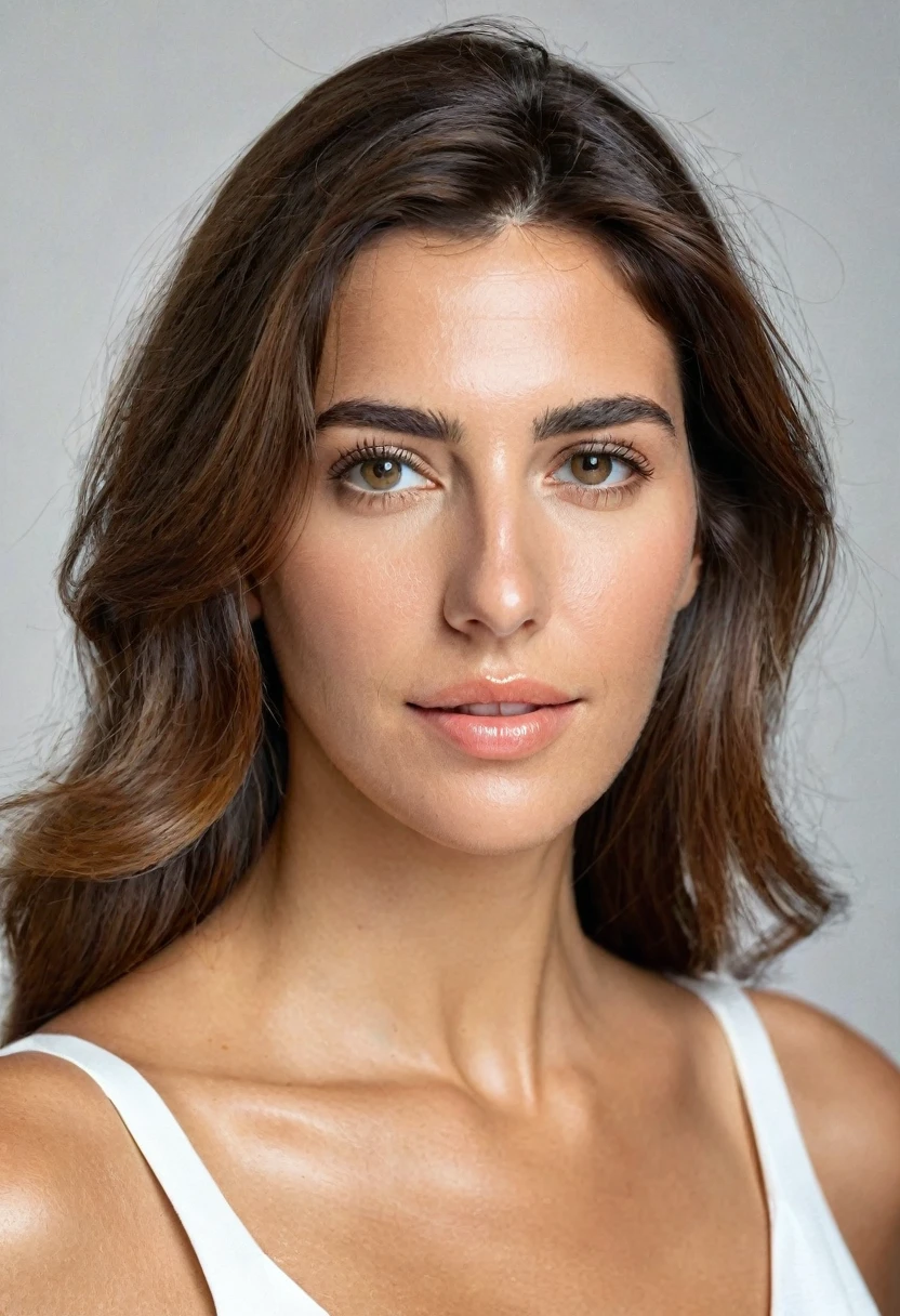 Portrait of Roberta Gemma, italian woman, 30 years old, face highly detailed, natural skin, light make-up.