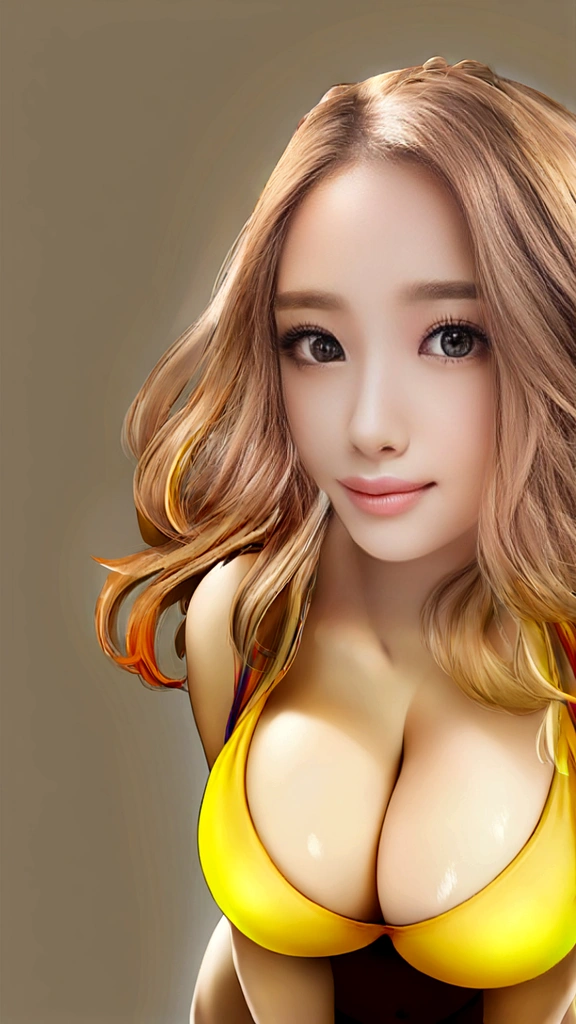 Large Breasts:0.4、Cleavage:0.4、Yellow Bikini